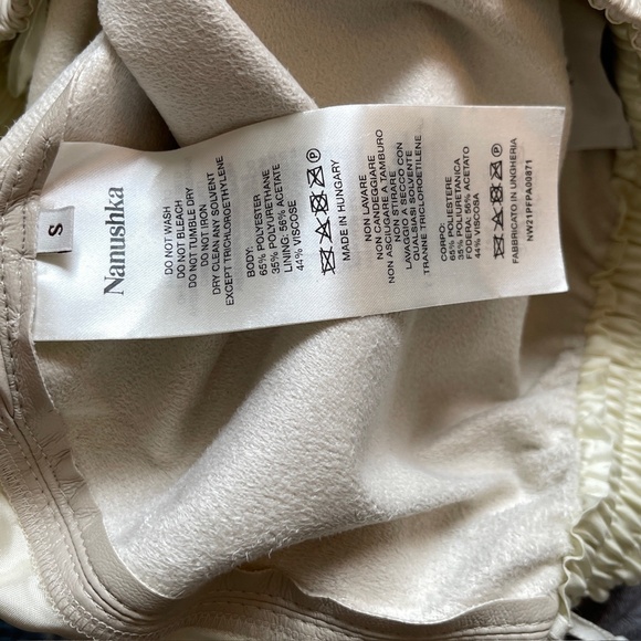 Nanushka Odessa wide leg pants vegan leather in cream white in small - Picture 6 of 6